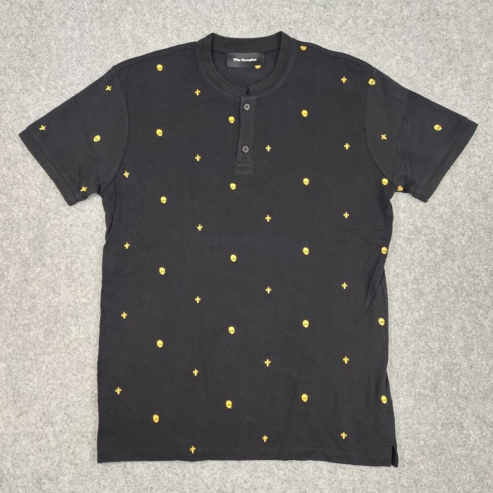 Kooples Shirt Mens Sz M Black/Gold Polo Skull Edgy Goth Grunge Glamor Dark NWOT